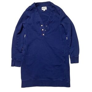 Pact Shirt Dress Navy Blue Quarter Button Size Small